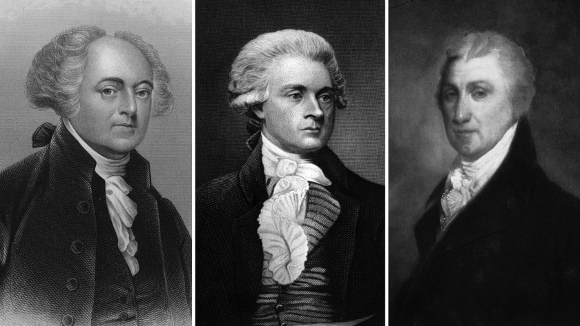 Three of the first five presidents died on July 4. From left, John Adams, Thomas Jefferson and James Monroe.(Getty Images)